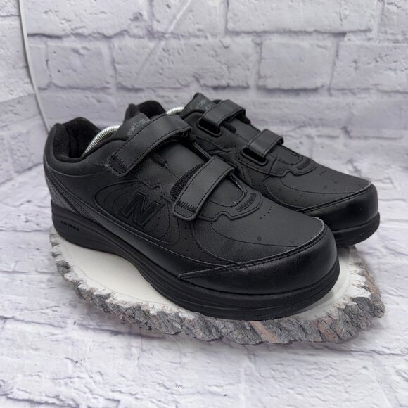 New Balance 577 Men's Walking Comfort Shoes Size 10 4E Black Leather Hook & Loop - Picture 1 of 12
